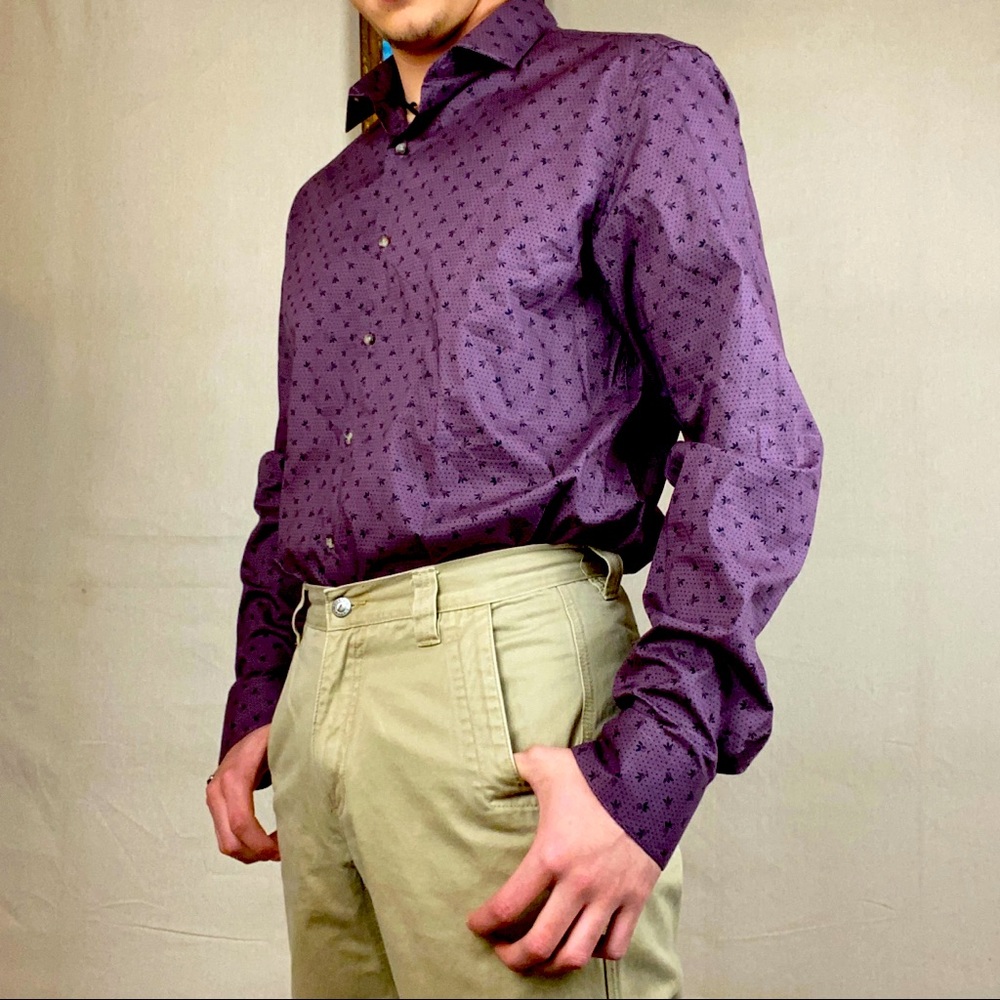 Purple floral men’s button up